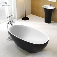 Oval Shape Eco Friendly Natural Marble Bathtub Freestanding Bathtub Manufacturer 52 inch Solid Surface Stone Bath Tub