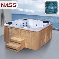 luxury outdoor used free standing wooden skirt massage bathtubs and whirlpool spa with stair